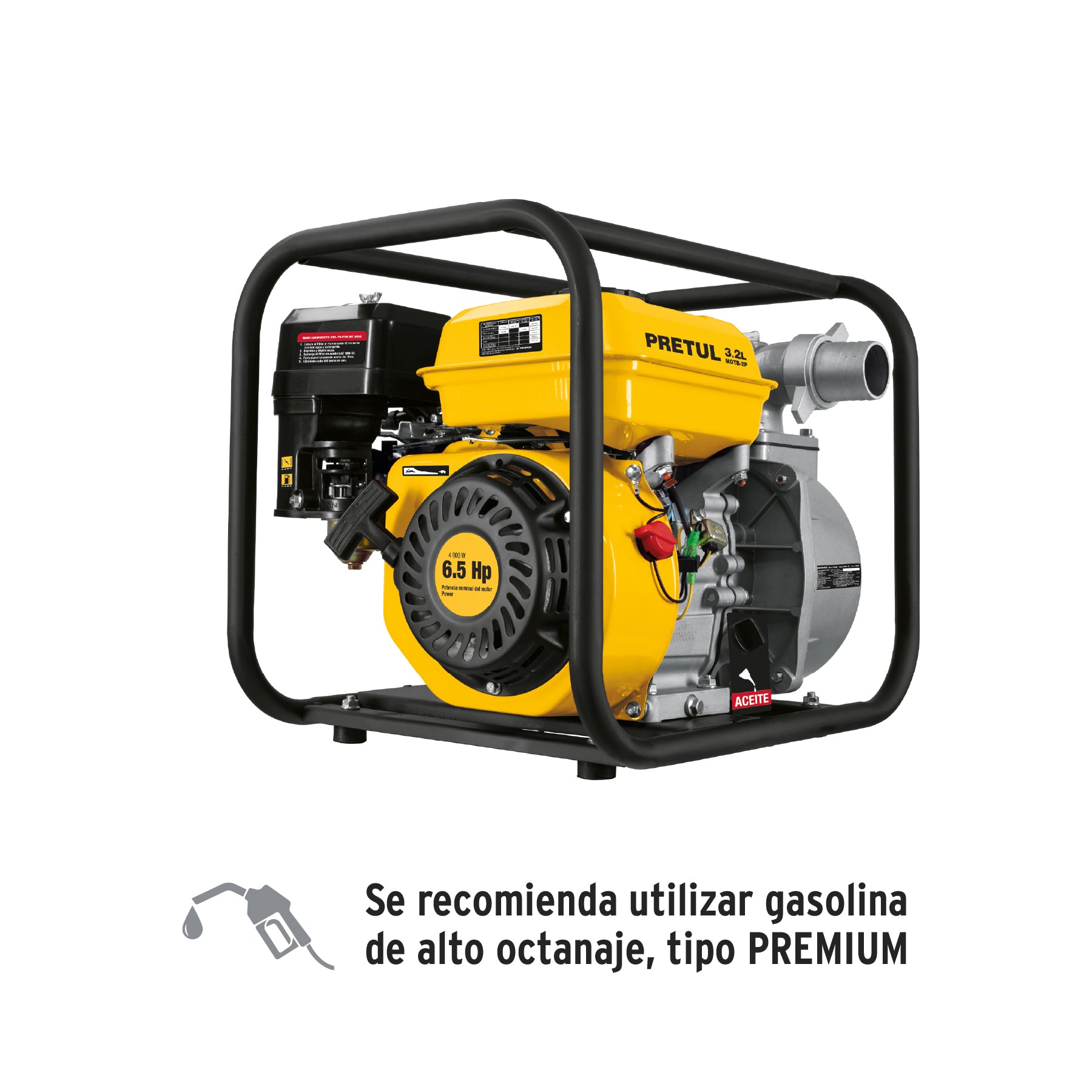 Motobomba autocebante 2' x 2' a gasolina 6-1/2 HP, PRETUL, 28029