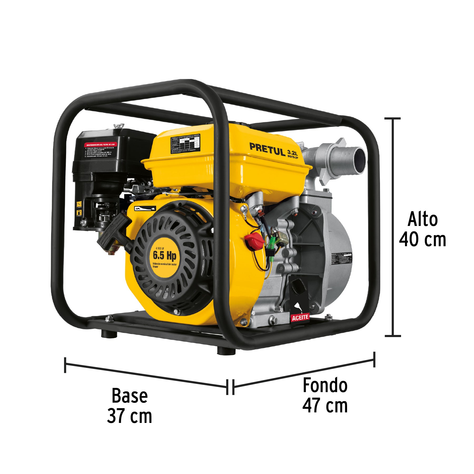 Motobomba autocebante 2' x 2' a gasolina 6-1/2 HP, PRETUL, 28029