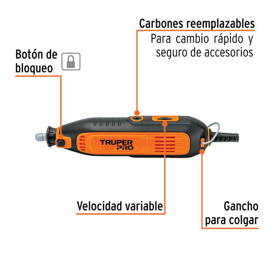 Herramienta rotativa profesional 135 W con 97 accesorios, 103580