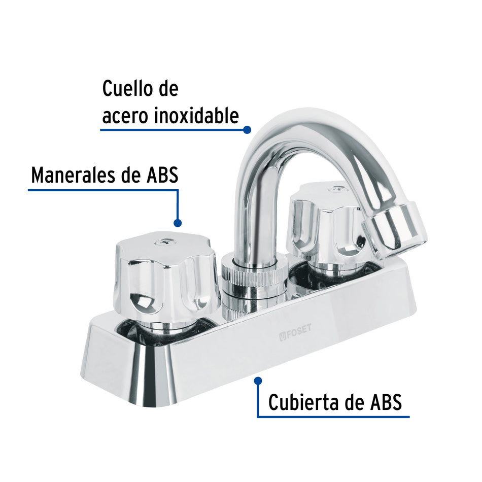 Mezcladora plástica 4' para lavabo, cuello curvo, hex Basic Caja con 2, 49282