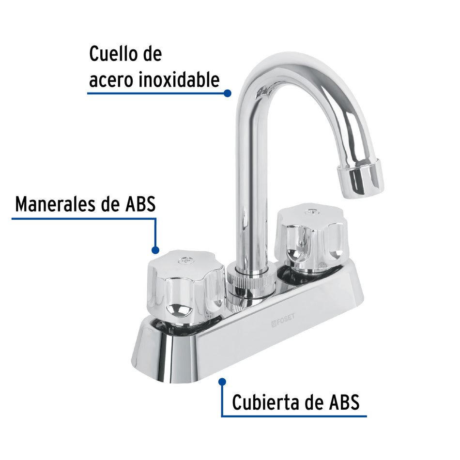 Mezcladora plástica 4' p/lavabo, cuello tipo bar, hex Basic Caja con 2, 49288