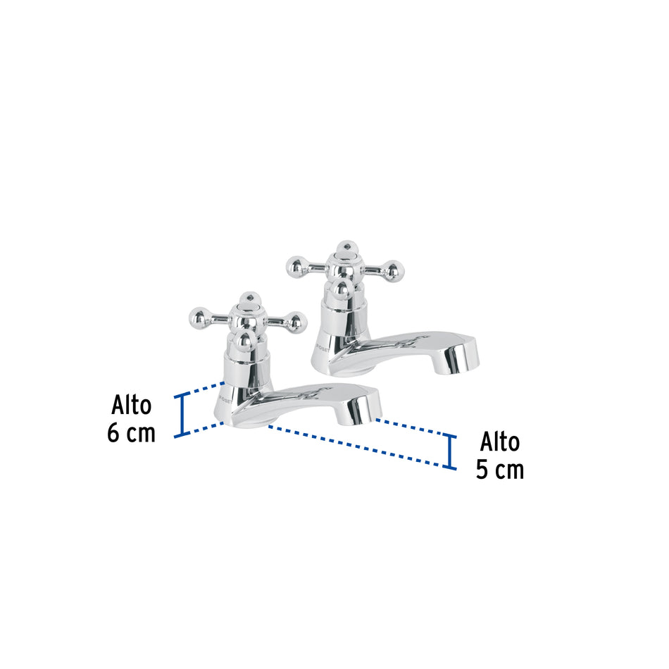Juego 2 llaves para lavabo, ABS, manerales cruceta, Basic Caja con 2, 48384