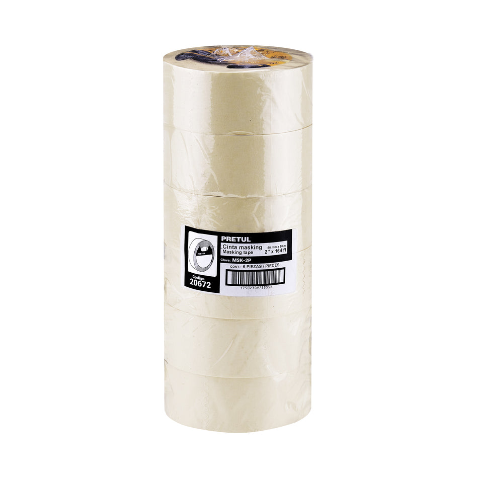 Cinta masking tape de 2' x 50 m, Pretul Caja con 6, 20672