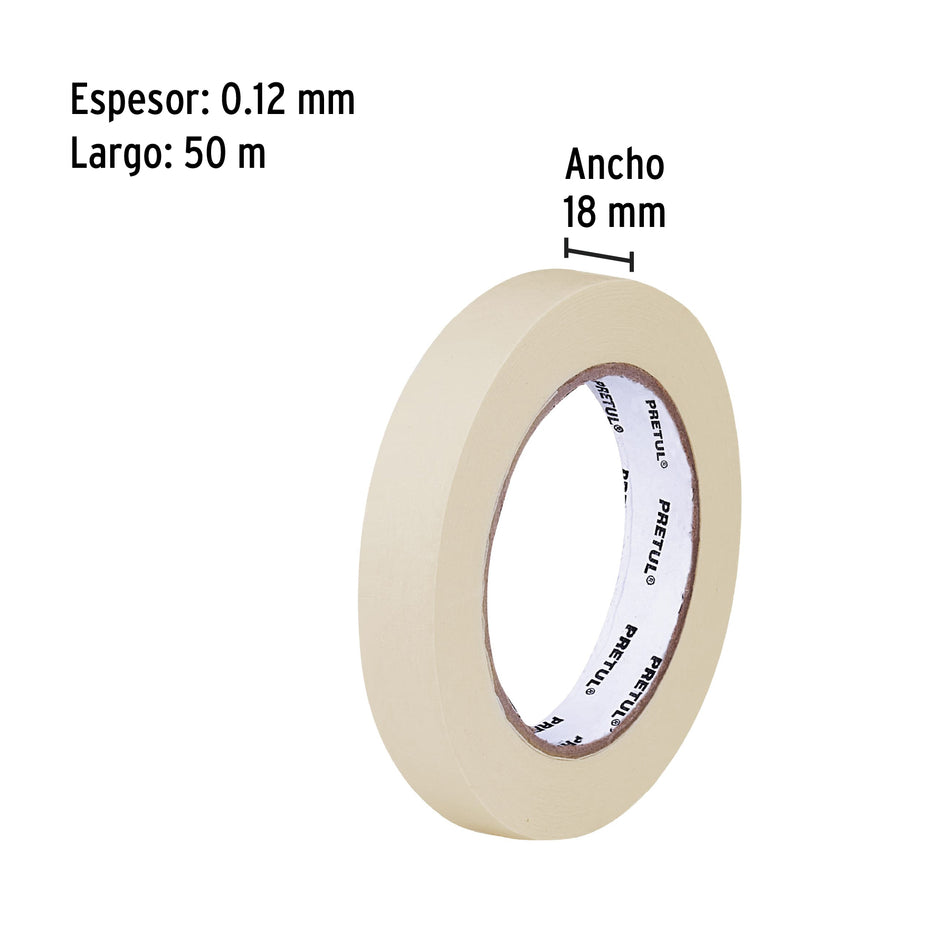 Cinta masking tape de 3/4' x 50 m, Pretul Caja con 12, 20669