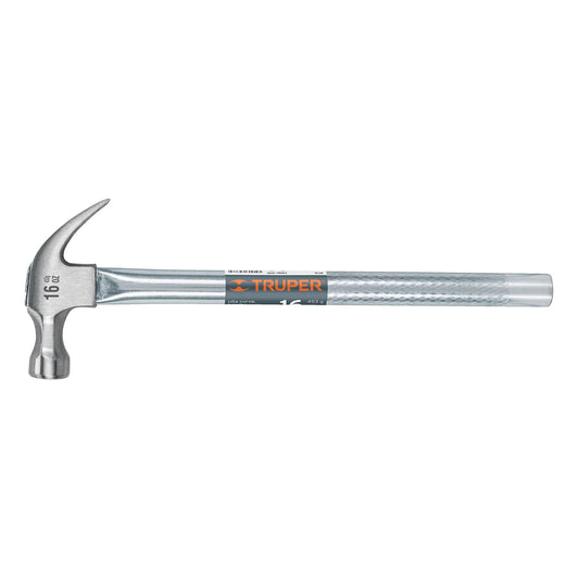 Martillo tubular pulido 16 oz uña curva, Truper Caja con 4, 16701