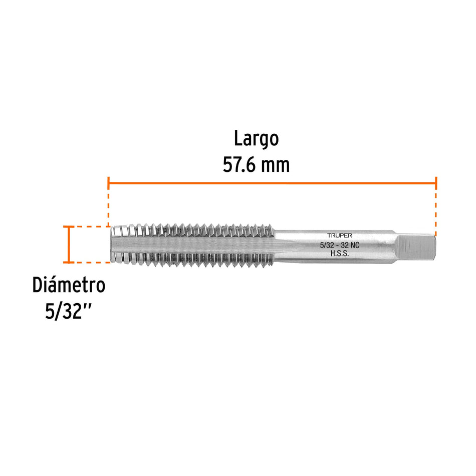 Machuelo semicónico 5/32' x 32 cuerda gruesa, Truper Caja con 5, 11417
