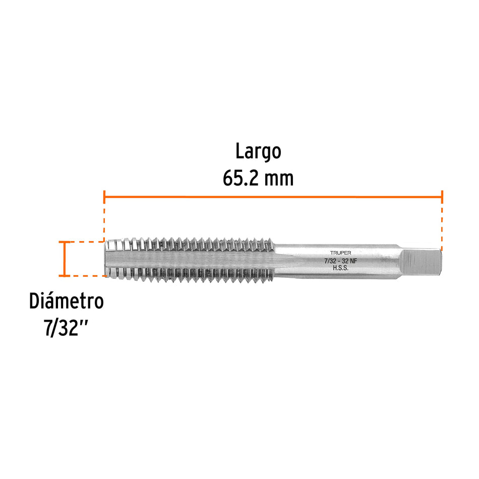 Machuelo semicónico 7/32' x 32, cuerda fina, Truper Caja con 5, 11420