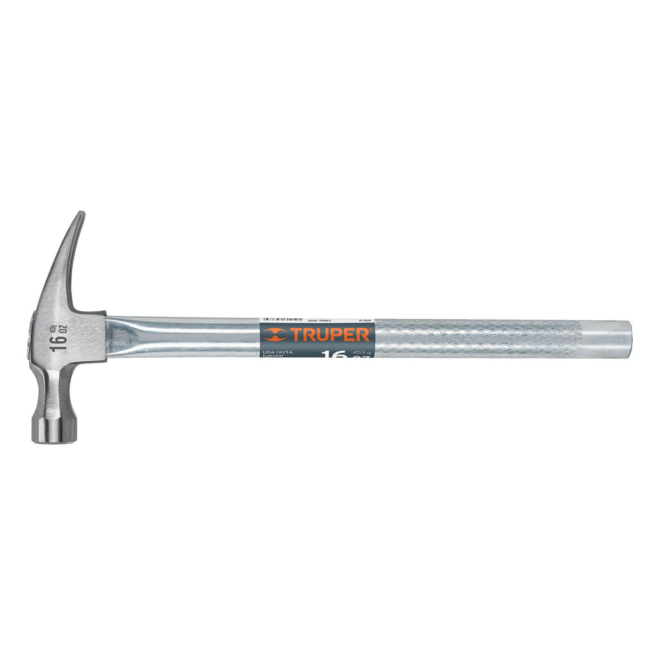 Martillo tubular pulido 16 oz uña recta, Truper Caja con 4, 16702