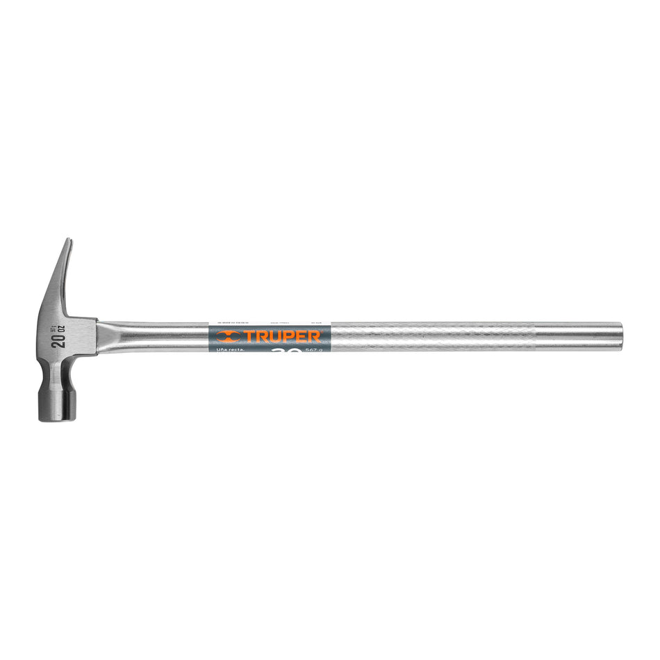 Martillo tubular pulido 20 oz uña recta, Truper Caja con 4, 16703