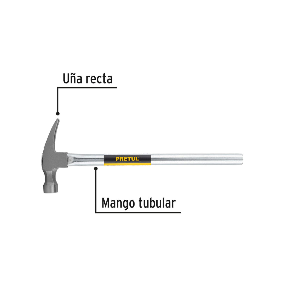 Martillo uña recta 20 oz, mango tubular, Pretul Caja con 4, 20597