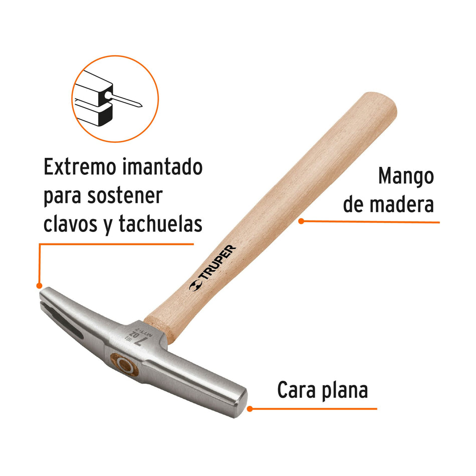 Martillo 7 oz tapicero, mango 12', Truper Caja con 4, 16860
