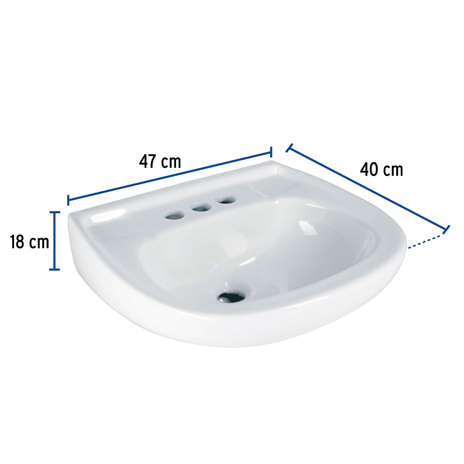 Lavabo cerámico con rebosadero, blanco, FOSET, 44002