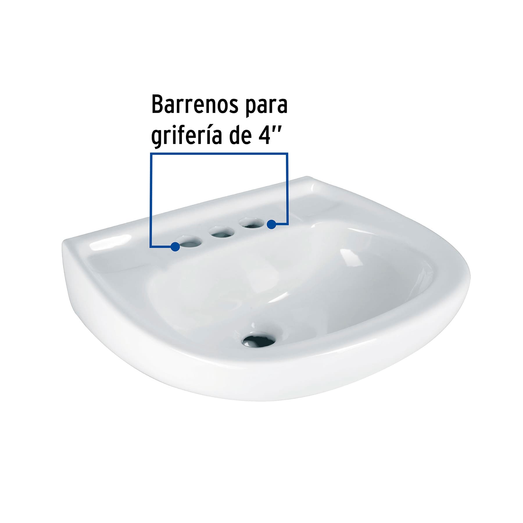 Lavabo cerámico con rebosadero, blanco, FOSET, 44002