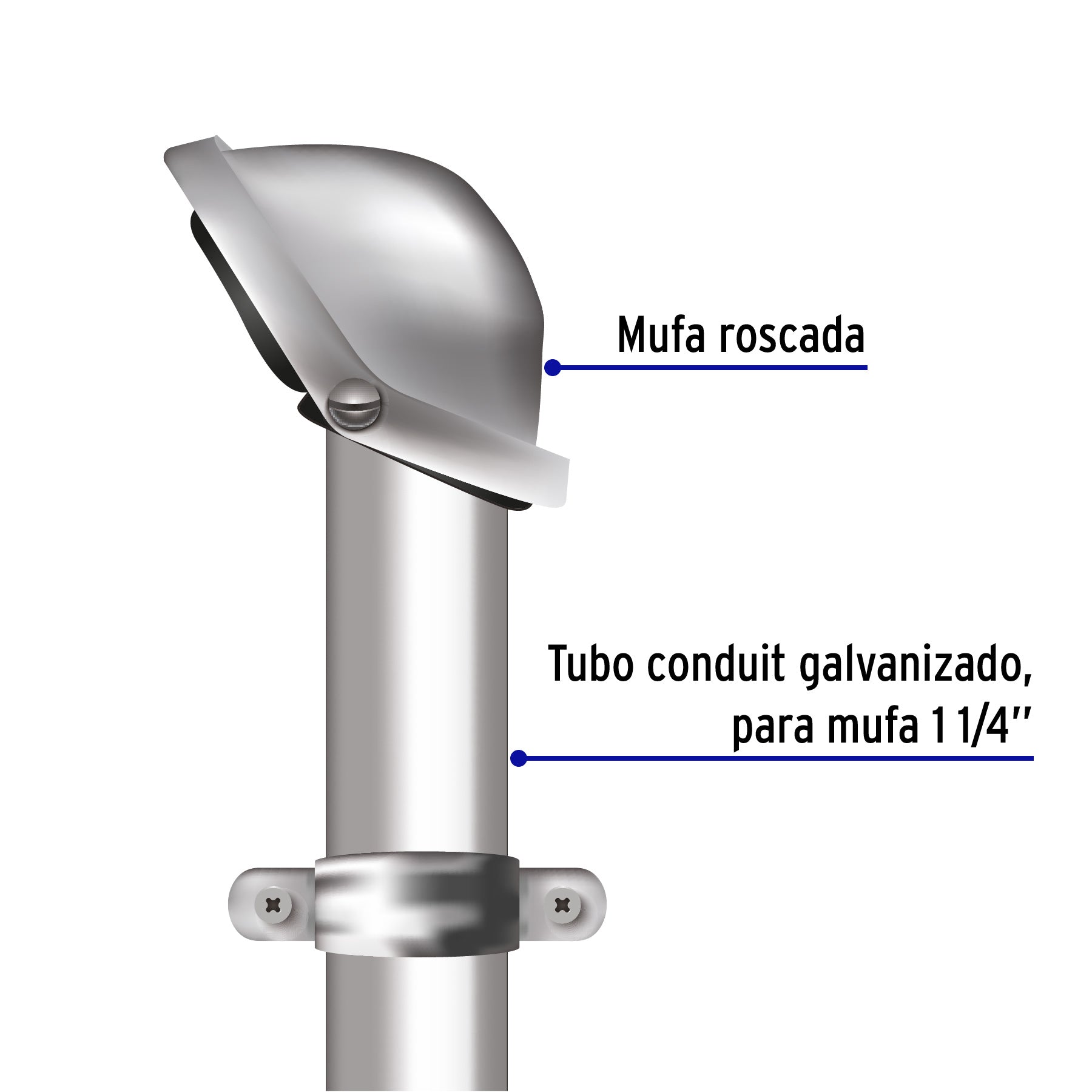 Mufa roscada 1-1/4' para tubo, Volteck, 46097