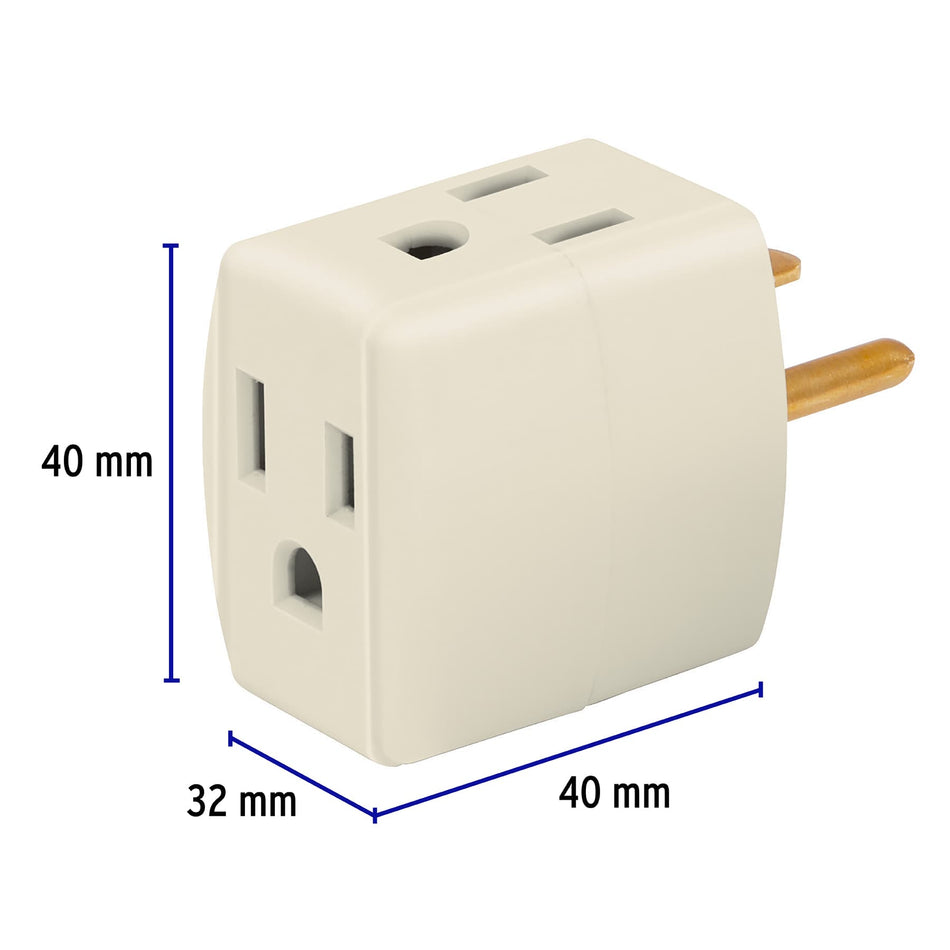 Multicontacto triple aterrizado, tipo cubo, Volteck Caja con 6, 46800