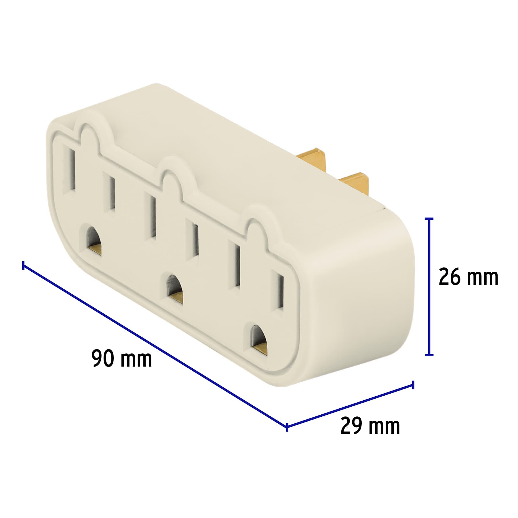 Multicontacto triple aterrizado, barra, Volteck, 46810