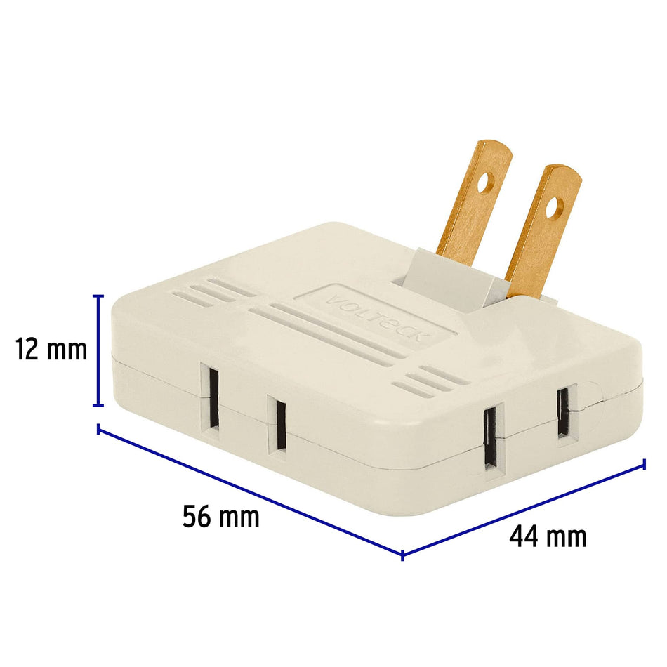 Multicontacto triple,tipo bisagra,entradas laterales,Volteck Caja con 12, 46812