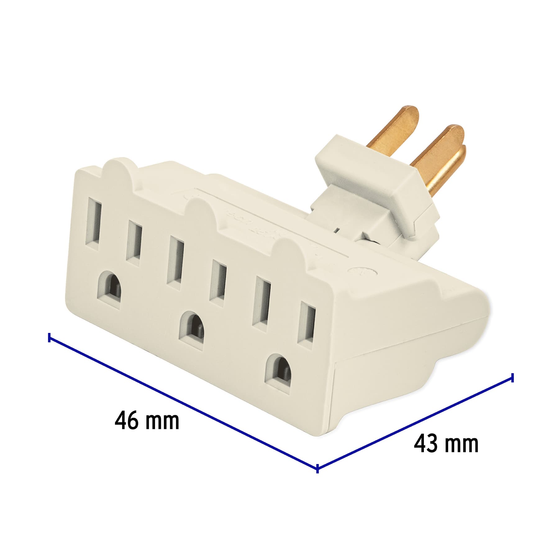 Multicontacto triple aterrizado, tipo bisagra, Volteck, 46801