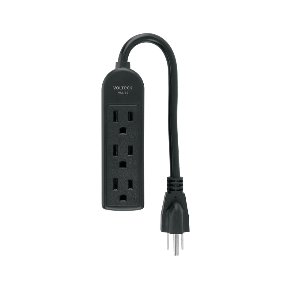 Multicontacto doméstico 3 entradas, negro VOLTECK Caja con 6, 45865