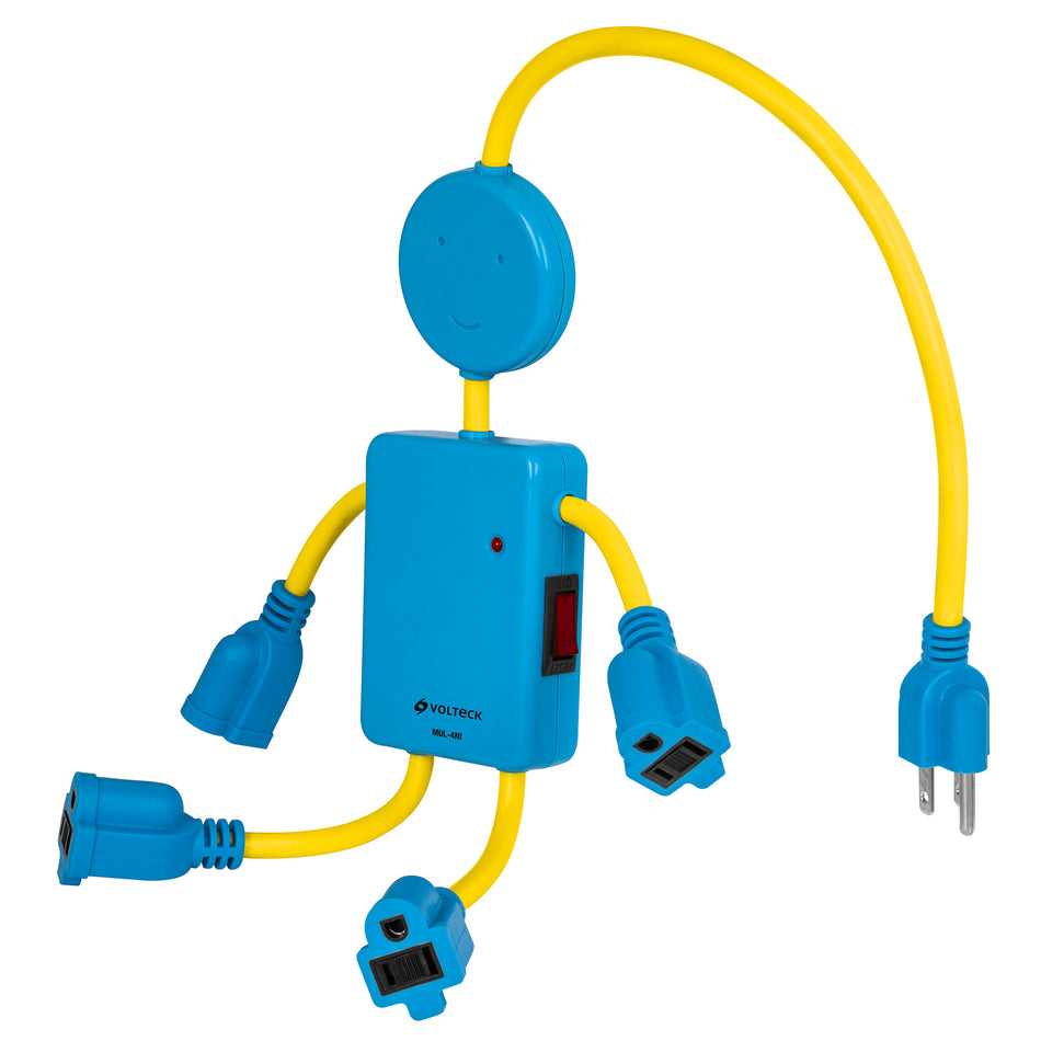 Multicontacto 16 AWG figura de niño con 4 entradas, Volteck Caja con 3, 48182