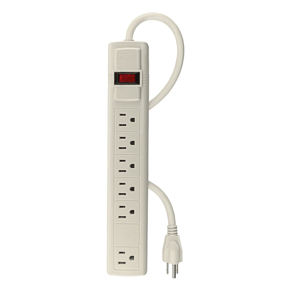 Multicontacto 16 AWG uso rudo con 6 entradas, Volteck Caja con 6, 47182