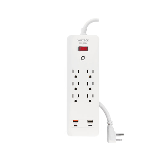 Multicontacto 6 entradas, 2 USB A + 2 USB C, blanco, VOLTECK, 45662