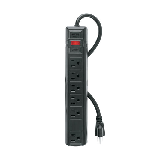 Multicontacto uso rudo 6 entradas sup. de picos 270 J, negro Caja con 6, 49525