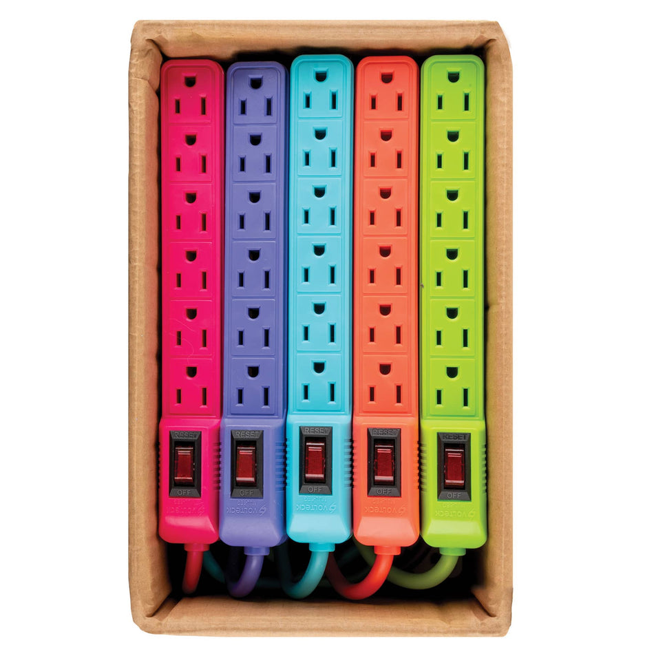 Multicontacto 16 AWG doméstico 6 entradas, colores a granel Caja con 12, 46021