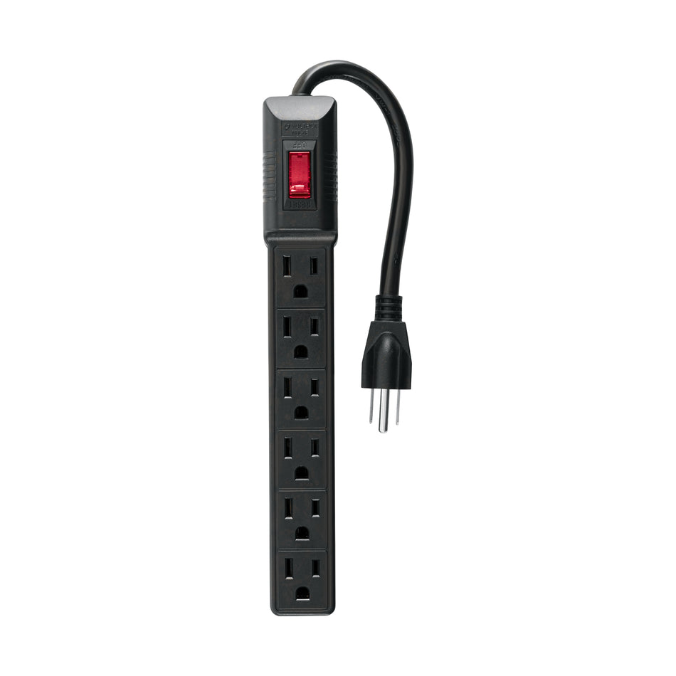 Multicontacto 16 AWG doméstico económico 6 entradas, negro Caja con 6, 49860
