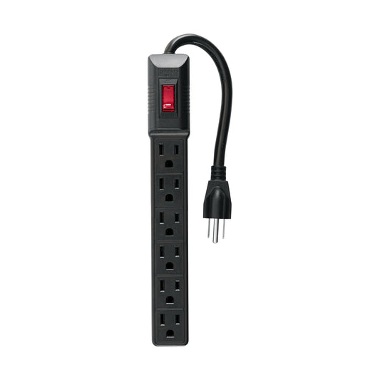 Multicontacto 16 AWG doméstico económico 6 entradas, negro Caja con 6, 49860