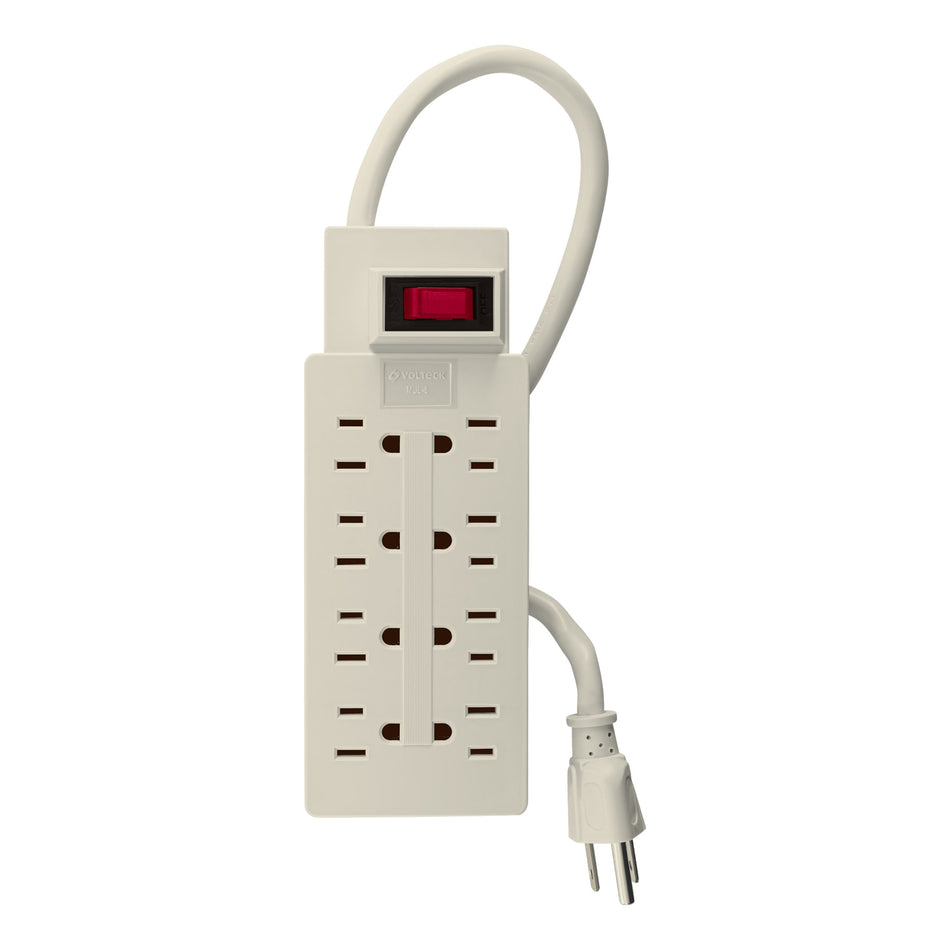Multicontacto 14 AWG uso rudo con 8 entradas, Volteck Caja con 6, 47186