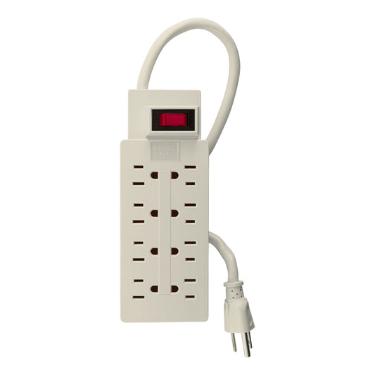 Multicontacto 14 AWG uso rudo con 8 entradas, Volteck Caja con 6, 47186