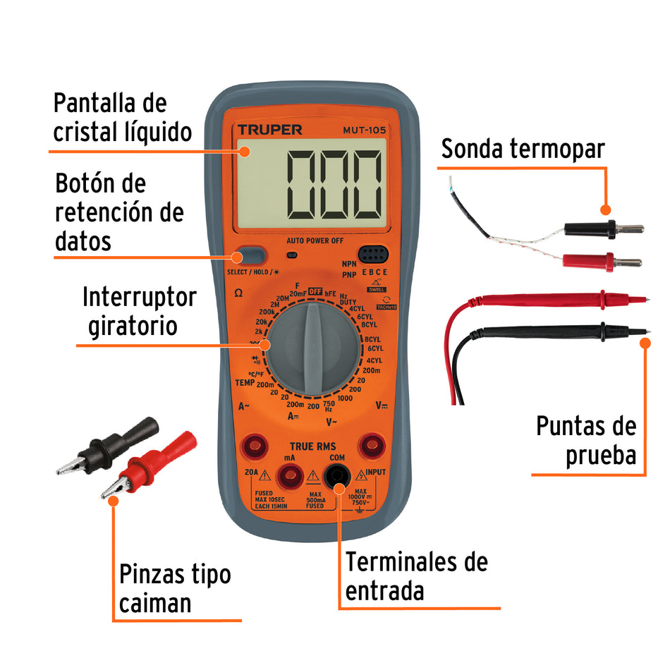 Multímetro digital para mant automotriz con RMS verdadero, 10403