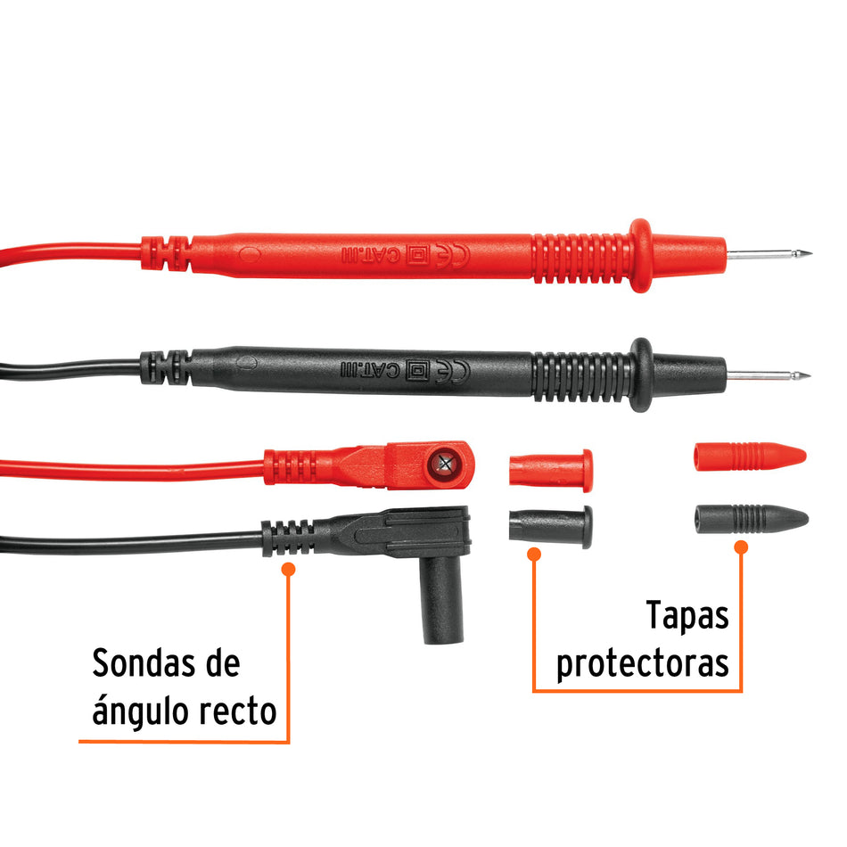 Juego de cables de prueba para multímetro, Truper Caja con 6, 102406