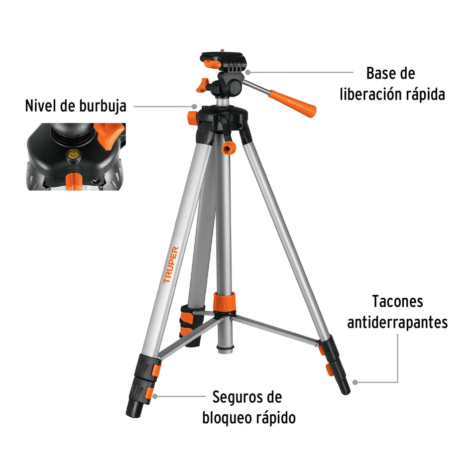Tripié telescópico para nivel láser, altura max. 1.45 m, 100811