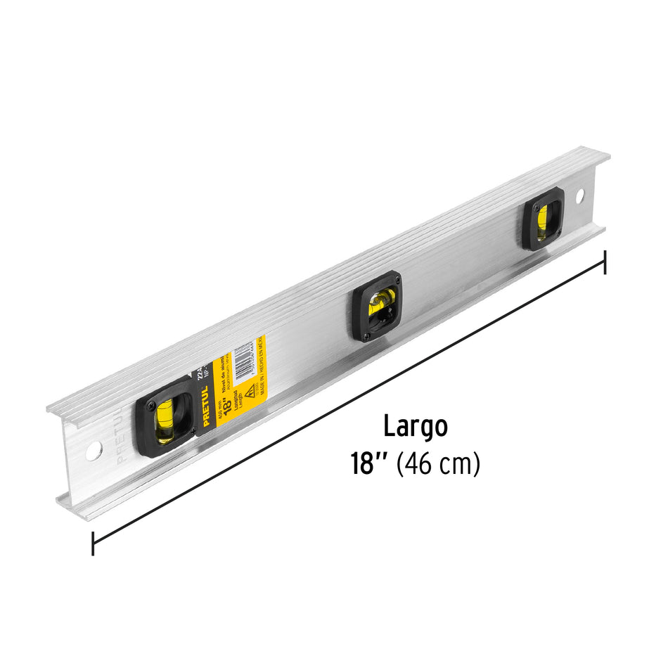 Nivel de 18' con cuerpo de aluminio, Pretul Caja con 6, 22458