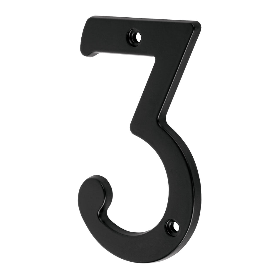 Número 3 de latón sólido 4', negro, Hermex Caja con 6, 47856