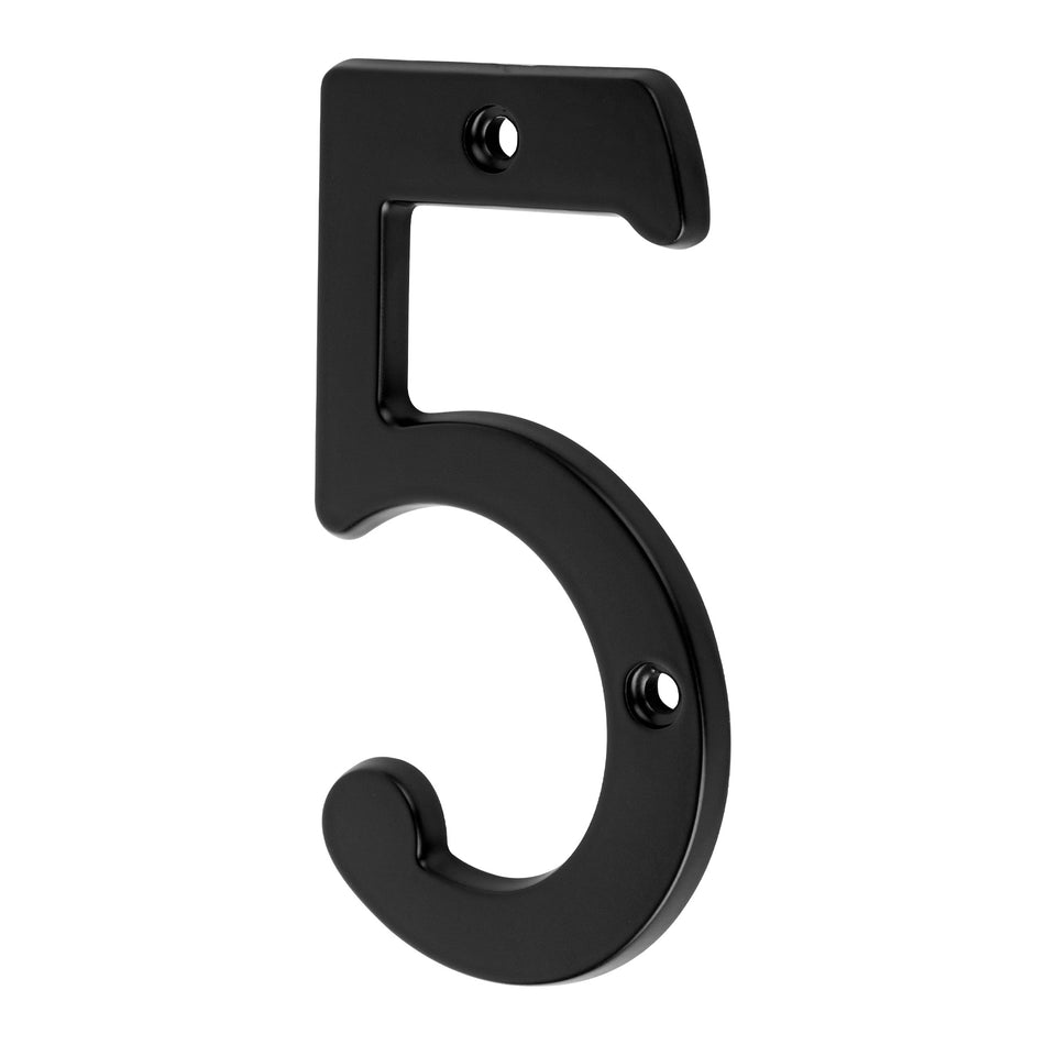 Número 5 de latón sólido 4', negro, Hermex Caja con 6, 47858