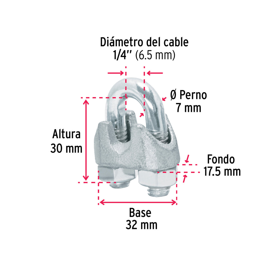 Bolsa c/40 nudos (perros) de hierro p/cable de 1/4', Fiero, 40706