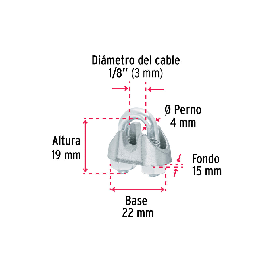 Bolsa c/100 nudos (perros) de hierro p/cable de 1/8', Fiero, 40704