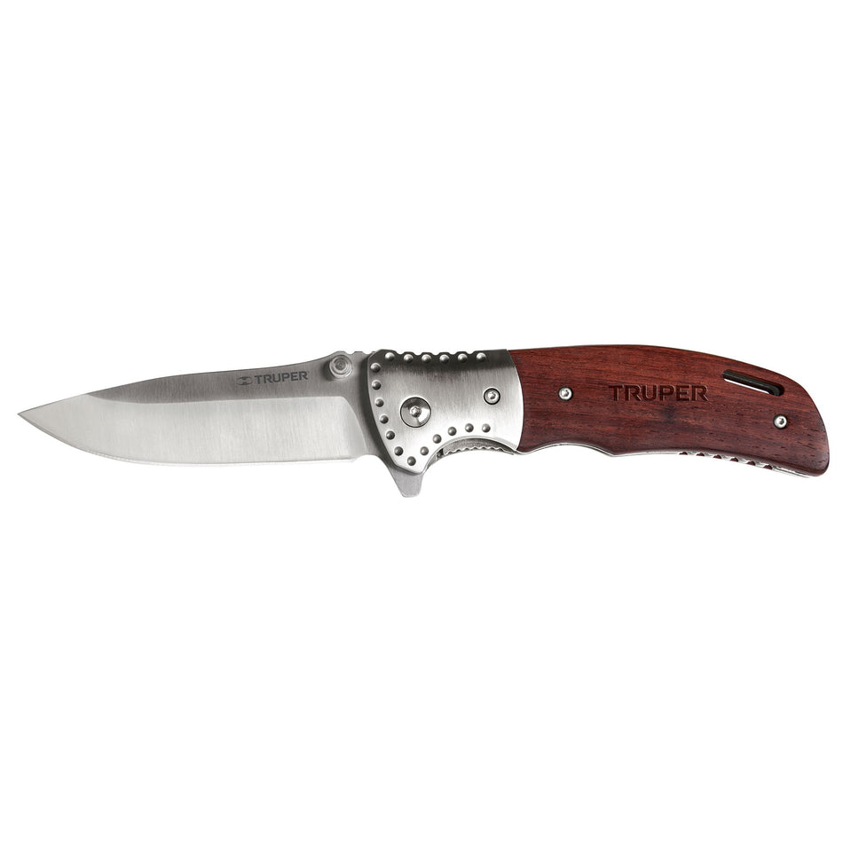 Navaja abatible 4-3/4' mango de madera, Truper Caja con 3, 17023