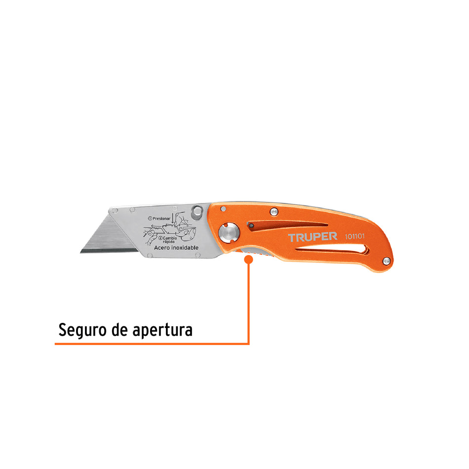 Navaja abatible 6' cuerpo de aluminio y acero inox, Truper Caja con 6, 101101
