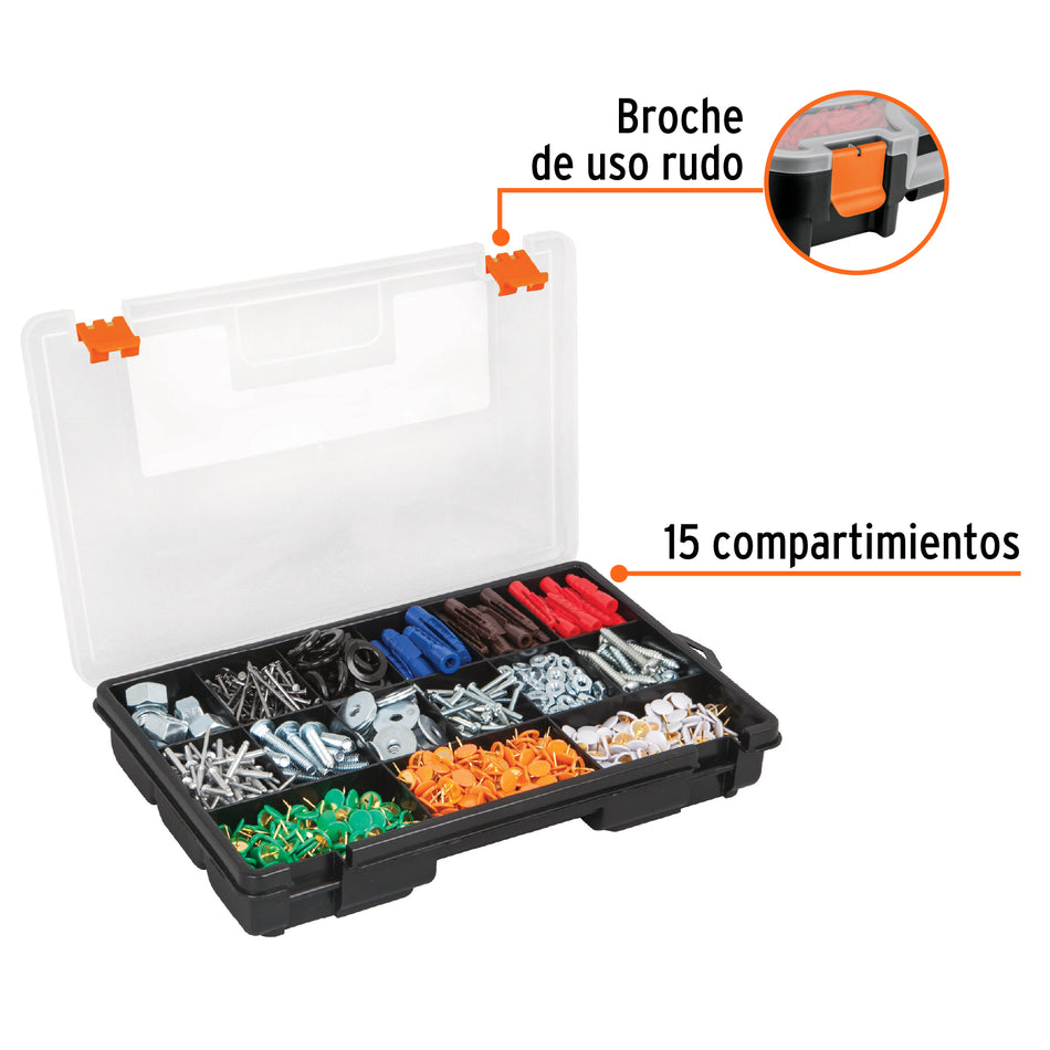Organizador 11' con 15 compartimentos, Truper Caja con 6, 19896