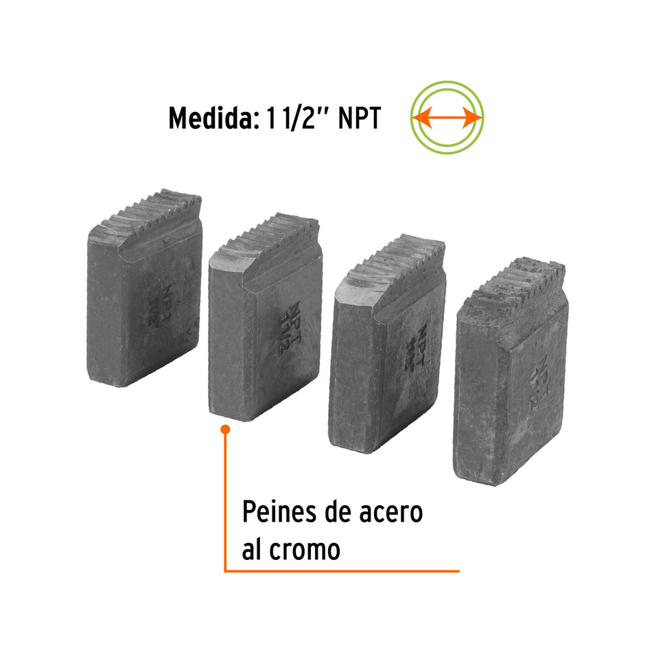 Juego de 4 peines 1-1/2' para tarrajas TA-850 y TA-851, 13083