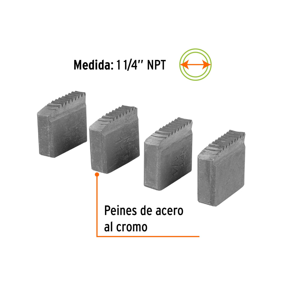 Juego de 4 peines 1-1/4' para tarrajas TA-850 y TA-851, 13081
