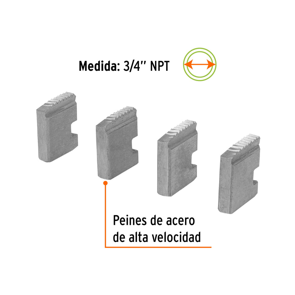 Juego de 4 peines de 3/4' para tarrajas T-852X, Expert, 14614