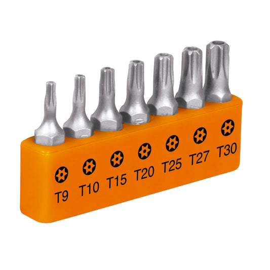 Juego de 7 puntas torx combinadas c/seguro largo 1', Expert Caja con 6, 17797