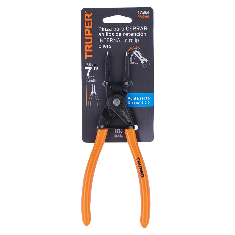 Pinza punta recta 7' para cerrar anillos, mango de PVC Caja con 6, 17361