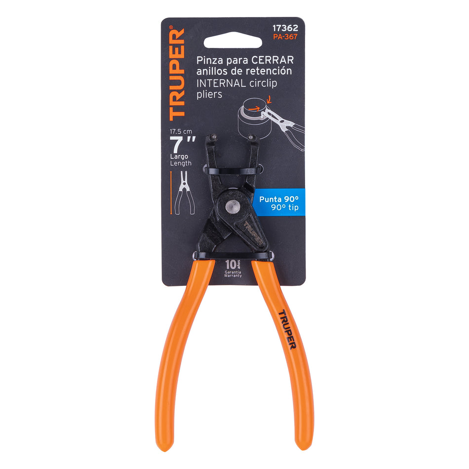 Pinza punta a 90° 6-3/4' para cerrar anillos, mango de PVC Caja con 6, 17362