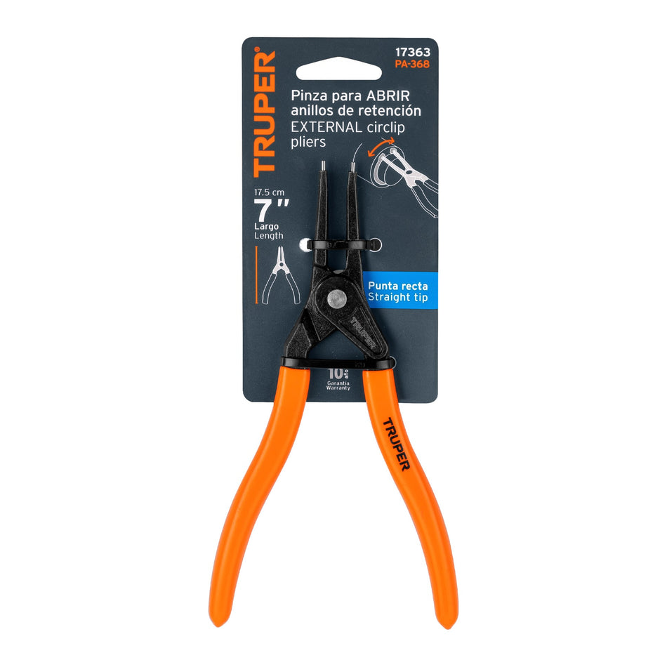Pinza punta recta 7' para abrir anillos, mango de PVC Caja con 6, 17363